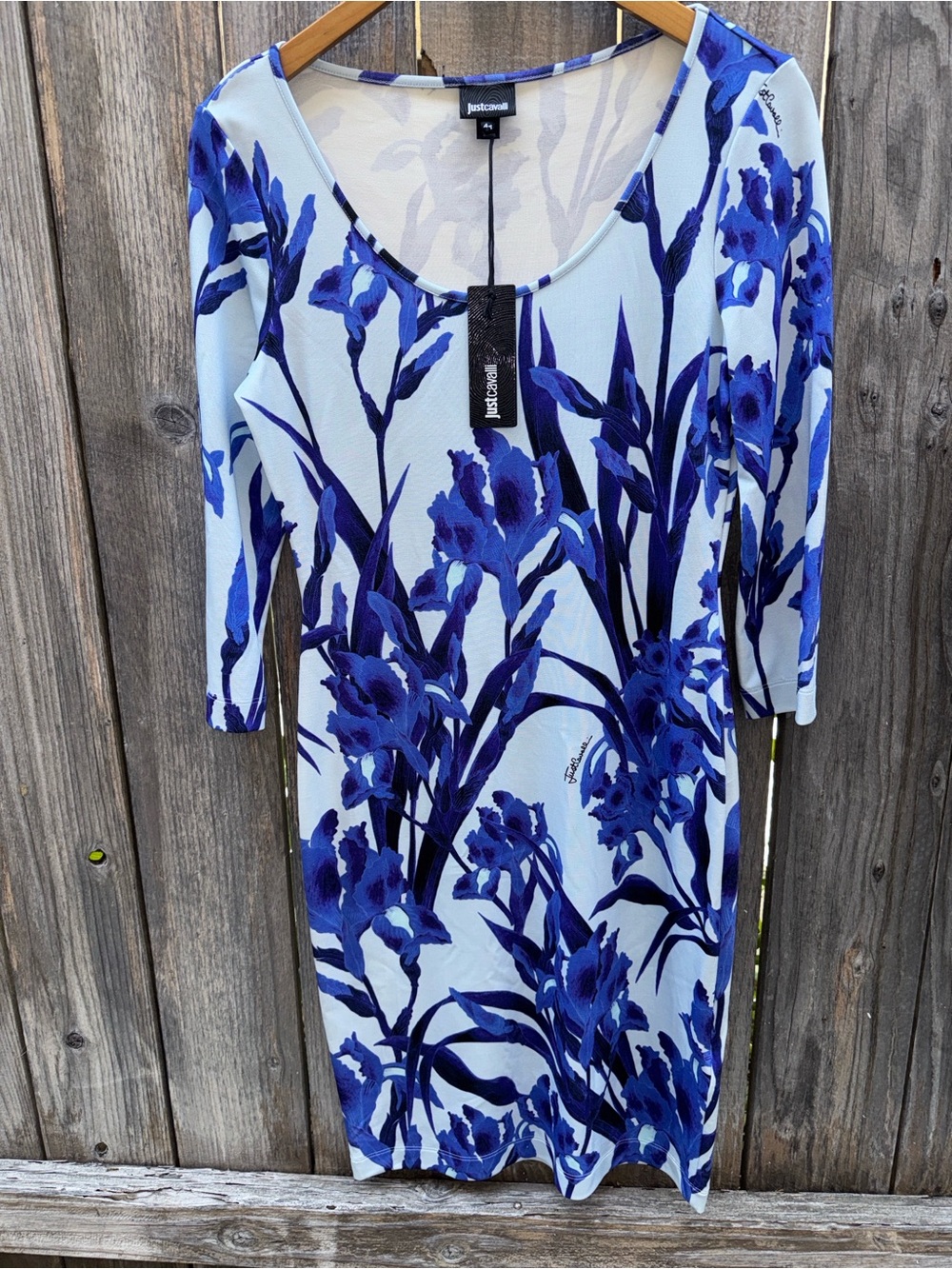 JUST CAVALLI Multicolor Floral 3/4 Sleeve Bodycon A-Line Jersey Dress Size 44